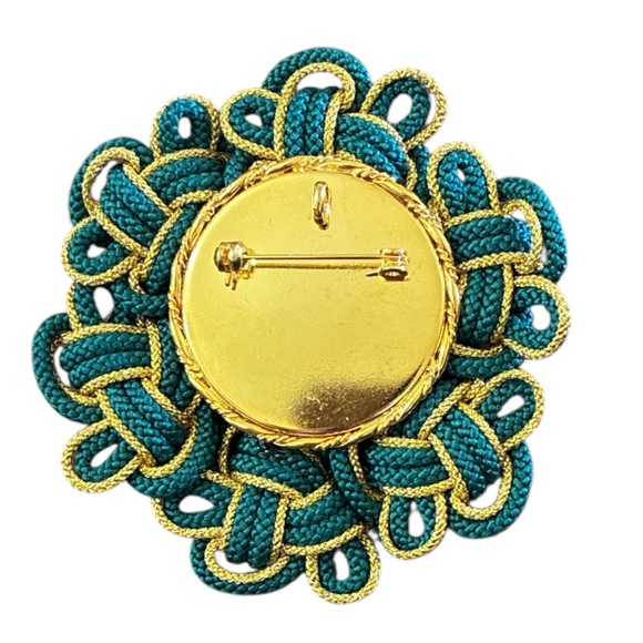 ✨ 3/$15 ✨ Teal & Gold Celtic Knot Brooch/Necklace Pendant - Picture 2 of 2